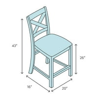 Parisienne Cafe 26 Bar stolica, stil sjedala: kvadrat, ukupno: 43 H 20 W 16 D