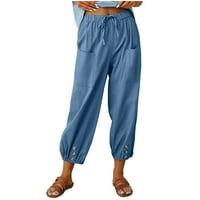 Tawop posteljine za žene Ljeto Žene Capri hlače za ljetne hlače za žene Ljetne modne žene Ljetne casual