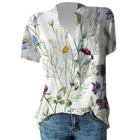 Ženski vrhovi V-izrez Ženska bluza Modni grafički otisci Ljetne kratke majice TUNIC TUNIC TEE Žuti l