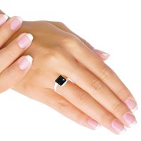 Sterling srebrni prsten za žene - djevojke prirodne crne boje dragulje Srebrna prstena Veličina jul
