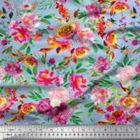 Soimoi Yellow Rayon tkanina odlazi i ružičasto cvjetni akvarel od tiskanog tkanine širom
