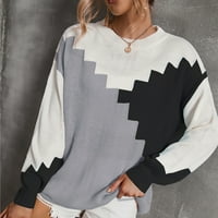 Voncos ženske grede džempere Novi dolasci - dugi rukav labavi fit patchwork pulover vrhove