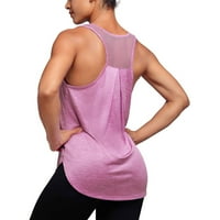 W sa rukavima bez rukava ružičaste žene vježbanje vrhovi MESH Racerback Yoga Termper Sharts Teretani