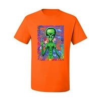 Divlji Bobby, Trippy Alien u svemiru mirovna ruka pop kultura Muška grafička majica, narandžasta, velika