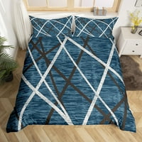 Mornarsko plavo Komforter kralj, akvarel prugasti posteljina za odrasle, geometrijske vrtloge Komfornični