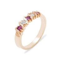 Britanci napravio 14K Rose Gold Prirodni Ruby & Diamond Womens Vječni prsten - Opcije veličine - Veličine
