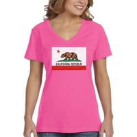 Xtrafly Odjeća Ženska kalifornijska republička državna majica Vintage Flag Bear West Side Cali Thirt