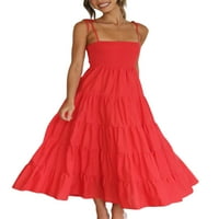 Paille dame midi haljina od pune boje kliznu haljine bez rukava seksi plaža crvena s