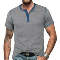 Yuwull pulover vrhovi za muškarce casual kratkih rukava CATCH Henley majice Classic Fit Solid Boja Muški