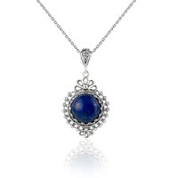 Sterling srebrni filigranski art lapis lazuli drago kamen Boho privjesak ogrlica