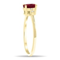 Ženski oblikovani rubin i dijamantski prsten za sjaj u 10k žuto zlato