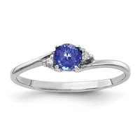Čvrsta 14k bijeli zlatni tanzanite plavi decembar Dragine Diamond Enference Veličina prstena