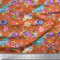 Soimoi Japan Crepe saten tkanina, i ruža cvjetna dekor tkanina od tiskanog dvorišta široko