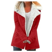 Dame plus veličine Fleece zimske jakne za žene začepljene ovratnike na ležerne kapute Outerwear Topli