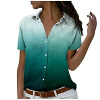 Modni ženski kratki rukav džepni gumb Tee Casual Popularna bluza vrhova majica s majicom kratkih rukava