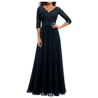 Tkinga moda Žene Ljeto Elegantne formalne čvrste tanke haljine haljine s rukavima V-izrez Maxi haljine
