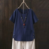 Yuwull ženske pamučne majice Ljeto Ležerne prilike kratkih rukava CATCT Plus size Bluza Side Split Solid