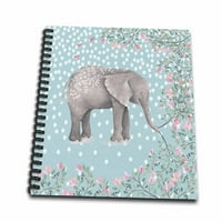 3drose Slon životinja Afrika Cvjetni cvjetovi Dots Ilustracija - Memorijska knjiga, prema