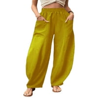 Thaisu ženske ležerne hlače Čvrsto boje labavi elastični strujni zvezni pantalone s džepovima za svakodnevnu