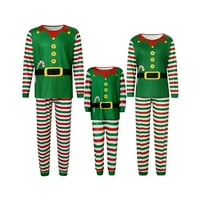 MlPeerw Božićna porodica podudaranje elf pidžama postavio je dugi rukav vrhovi prugasti ispis PJS spavaći