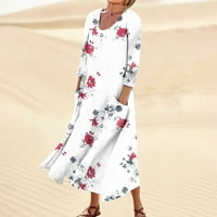 Strungten Haljina za žene Proljeće Boho casual modna haljina za rukave za odmor Velike veličine Maxi