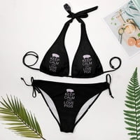 Budite mirne i ljubavne svinje Ženske dvije bikini setovi Halter String Tie Side Trikung kupaće kostime