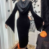 Gotyou Haljine ženska modna seksi solična gotička pank s kapuljačom s kapuljačom, drešena rukava set