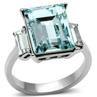 Alamode TK1862- Ženski prsten od nehrđajućeg čelika od nehrđajućeg čelika sa gornjim klasnim kristalom u morskom plavom - veličinu 5