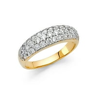 Čvrsti 14K žuti zlatni prsten okrugli kubični cirkonijski CZ godišnjica vjenčanica 10,5