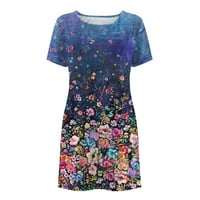 Plus veličina haljina s kratkim rukavima za žene labavo cvjetni suncokret za ispis suncokreta