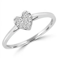 Veličanstvo Diamonds MDR190074- 0. CTW okrugli dijamant Obećaj Srčani klaster zaručnički prsten u 14k