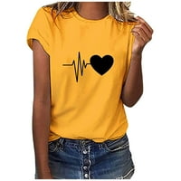 Bluza Casual Grafički print kratkih rukava Tops Crew Neck Moda za žene Yellow XL