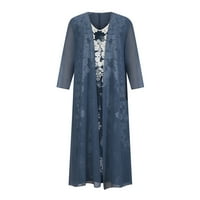 Haljine za žensko čišćenje Ljeto Dugi rukav Smock + haljina Dvije postavljene duge haljine Maxi haljina