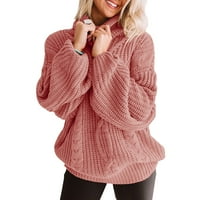Ženska zimska grubo plete toplim džemper s visokim vratom
