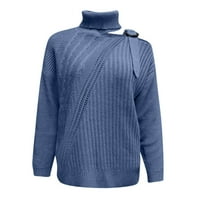 Dukseri pulover za žene Ženske zbojene pulover Dukseteri plus size rukav plavi m
