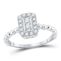 Ženska solidna zlata od 10kt bijelog zlata okrugla Diamond perled pravokutni prsten CTTW Veličina prstena