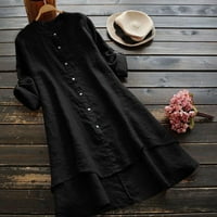HHEI_K majice s dugim rukavima za žene Dressy ženski kardigan dugih rukava od punog gumba pamučna posteljina
