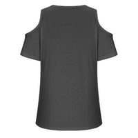 Ženske bluze Ljeto Čvrsto kratki rukav sivi bluze s V-izrezom