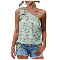 Ženski vrhovi bez rukava The Trendy Laset ljetni prsluk jedno rame Off camisole casual cvjetne majice