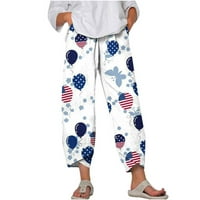 4. srpnja ženske američke zastave za hlače na pantalone labave džep ravno hlače za neovisnost Dnevne