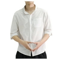 Muški ležerne pamučne majice pamučne majice rukav rukav rukav ljetni plažni košulje od punog postolja