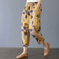 Hlače za žene Trendi tiskani casual gamaši visoki struk labavi pamučni pantaloni Radne hlače Poslovni