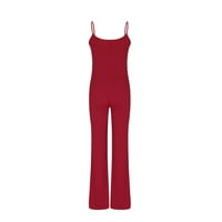 Lilgiuy ženska ljetna moda casual u-izrez Solid Boja jednodijelna pantalona bez rukava jednodijelna