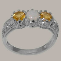 Britanci napravio je 10k bijeli zlatni prsten s prirodnim razinskim i citrinskim ženskim zaručnim prstenom
