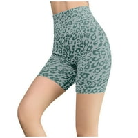Ženski visoko struk Leopard Print Yoga Pet bodova hlače za podizanje stražnjice vanjske haljine Polovne
