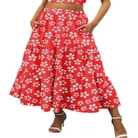 Ženske boho cvjetne duge maxi suknje dame visoke struk plaže ruffle haljina