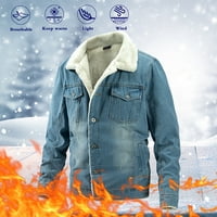 Muške vrhove Ležerne i zimske i zimske tople džepove dugih rukava traper kaputa bluza