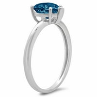 2.0ct Heart Cut prirodni London Blue Topaz 18K bijelo zlato Angažova za angažman prsten 9.25