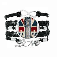 London Big Ben Union Jack Ujedinjeno Kraljevstvo UK narukvica Ljubavna dodatna oprema Twisted kožna