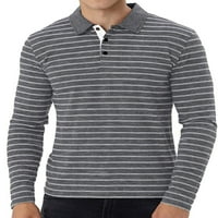 GLONME MENS TOWS T-majica s dugim rukavima Striped polo majica Men Comfy Pulover Classic Lapel Bluza